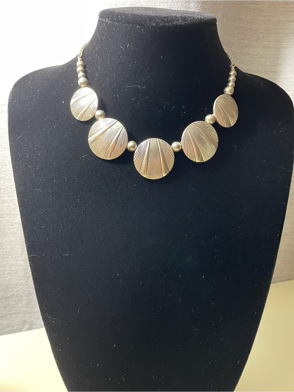Textured Sterling Silver Disc Statement Necklace